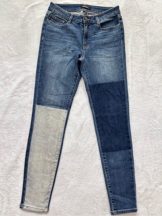 Dkny Denim - DKNY Mid Rise Colorblock Patchwork Skinny Blue Jeans--EUC--28/6